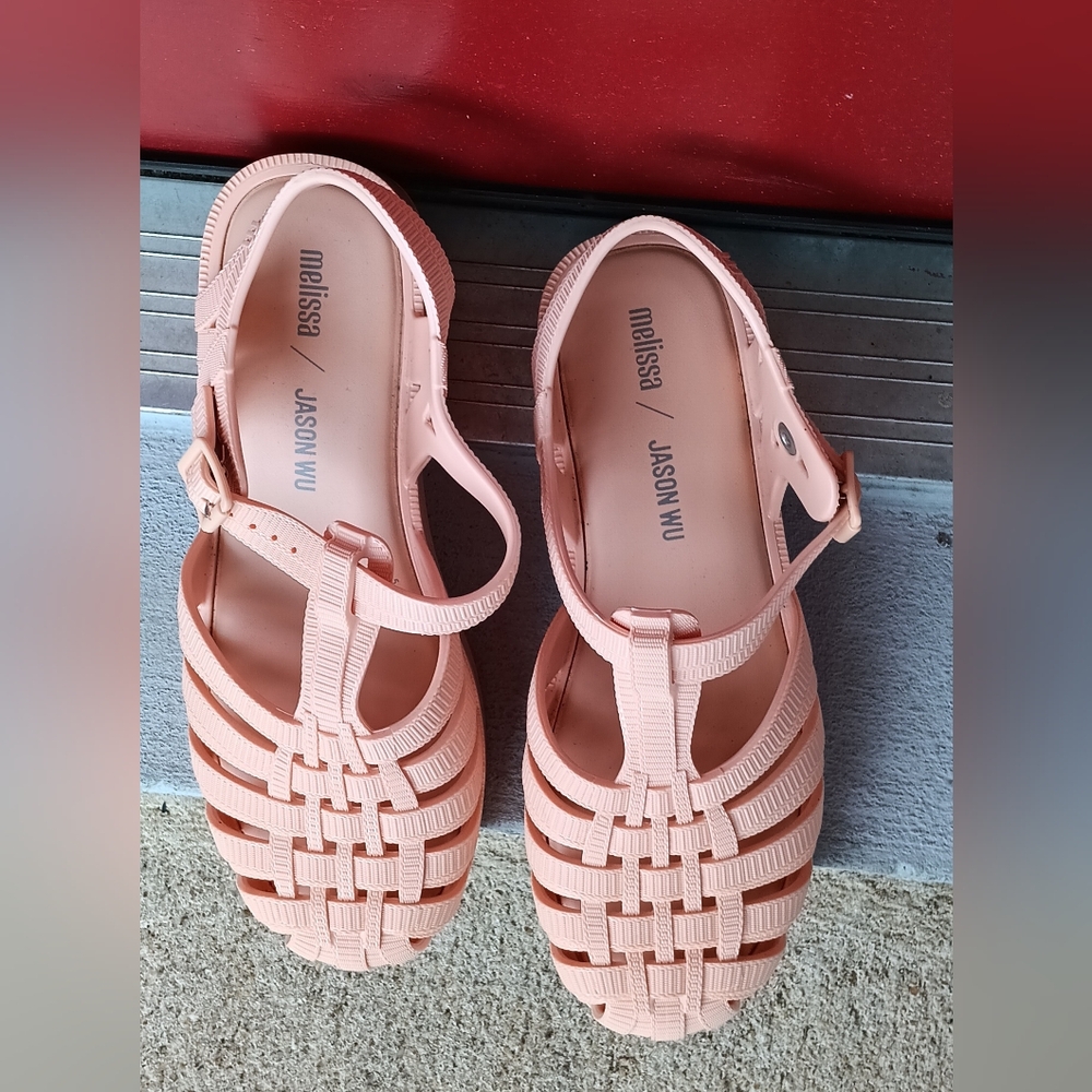 Melissa/Jason Wu peach Possession  jelly fisherman sandals size 6 - Picture 3 of 6